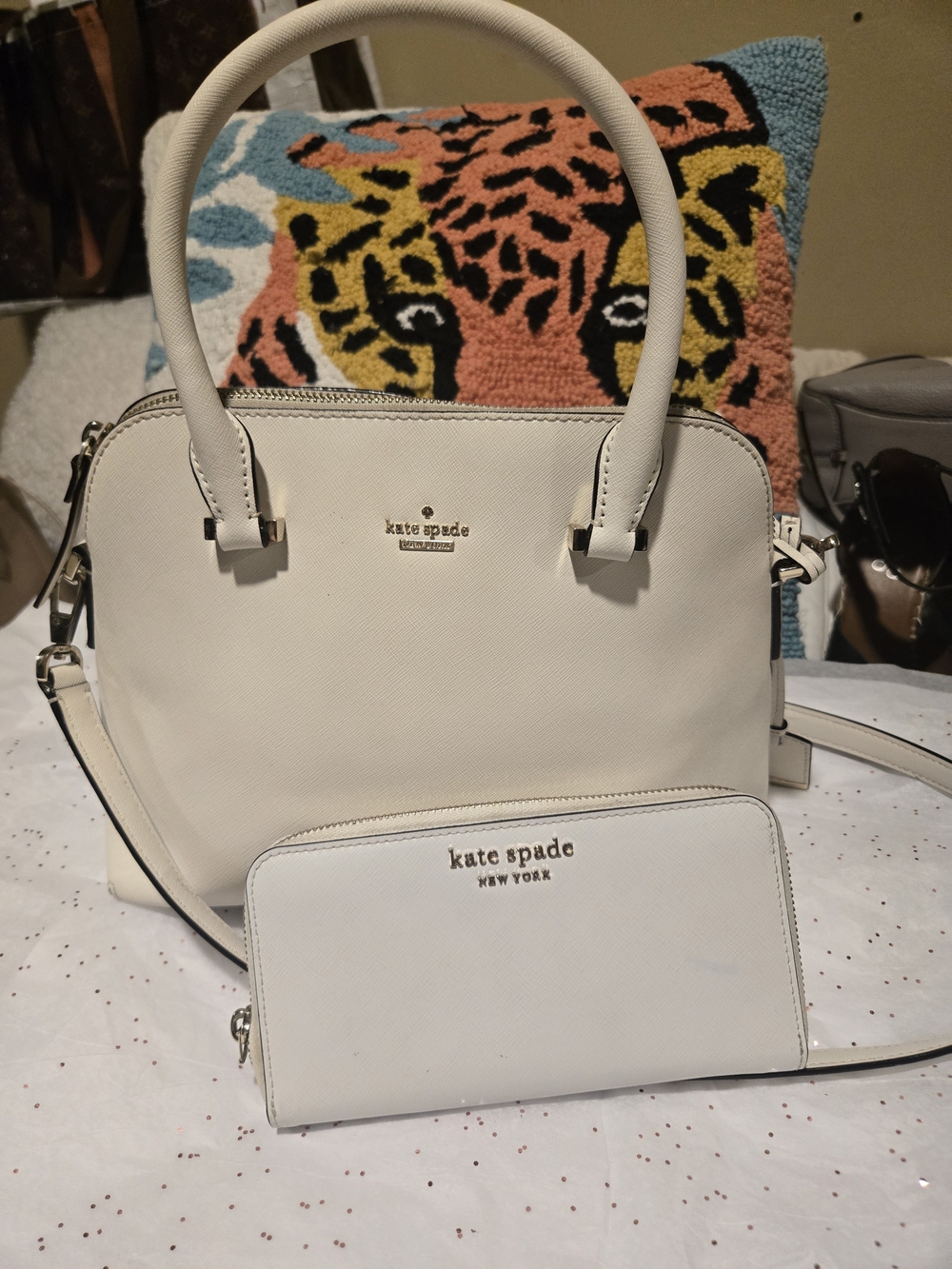 kate spade White Dome Satchel with Matching Wallet